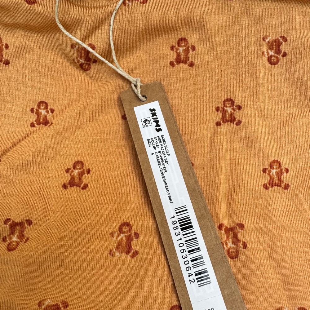 SKIMS Kids Pajama Set in caramel gingerbread